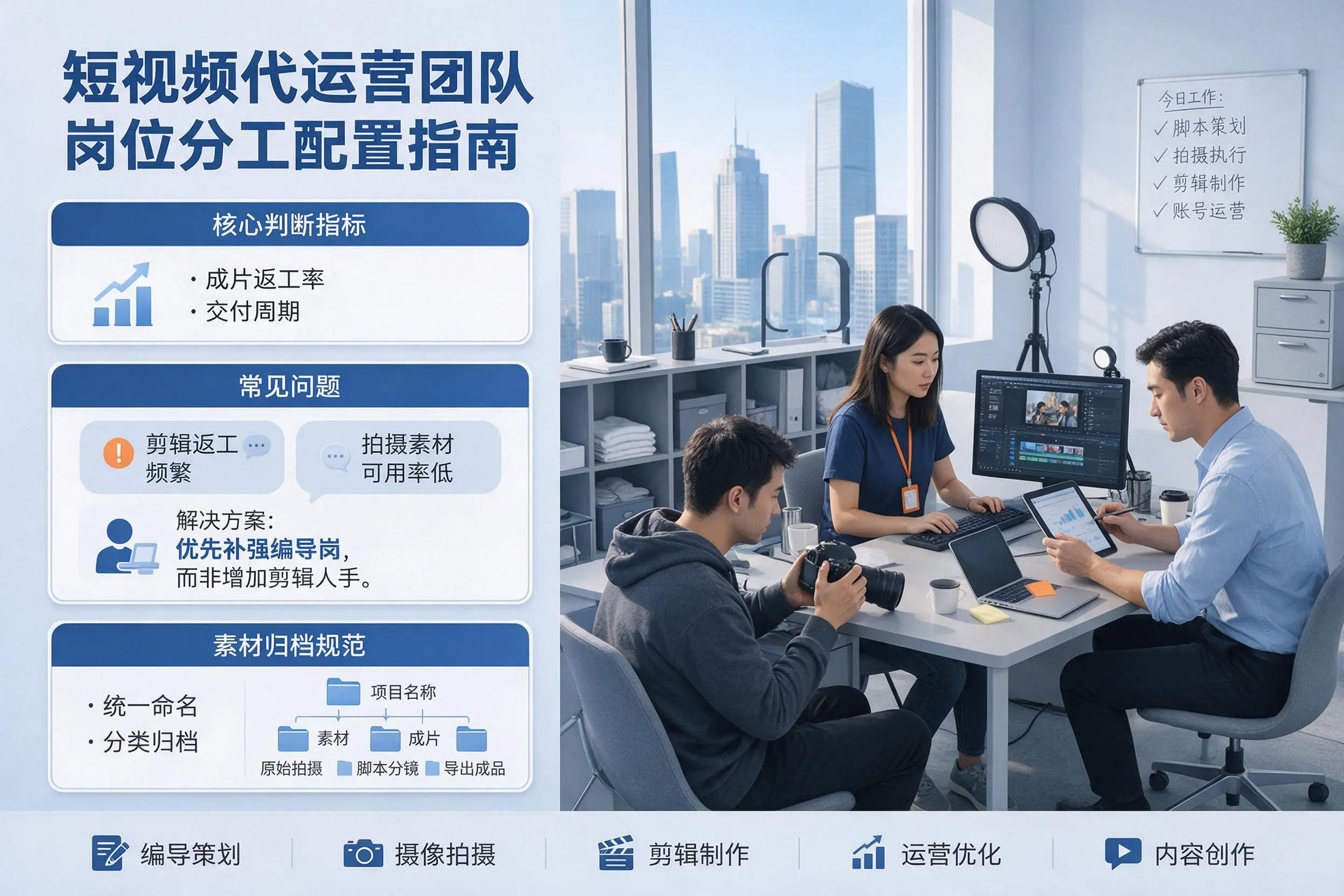 短视频代运营团队如何配置？定安企业岗位分工科普说明