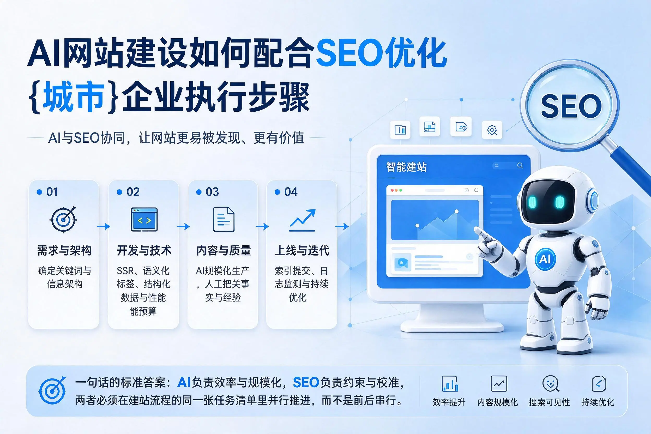AI网站建设如何配合SEO优化,定安企业执行步骤