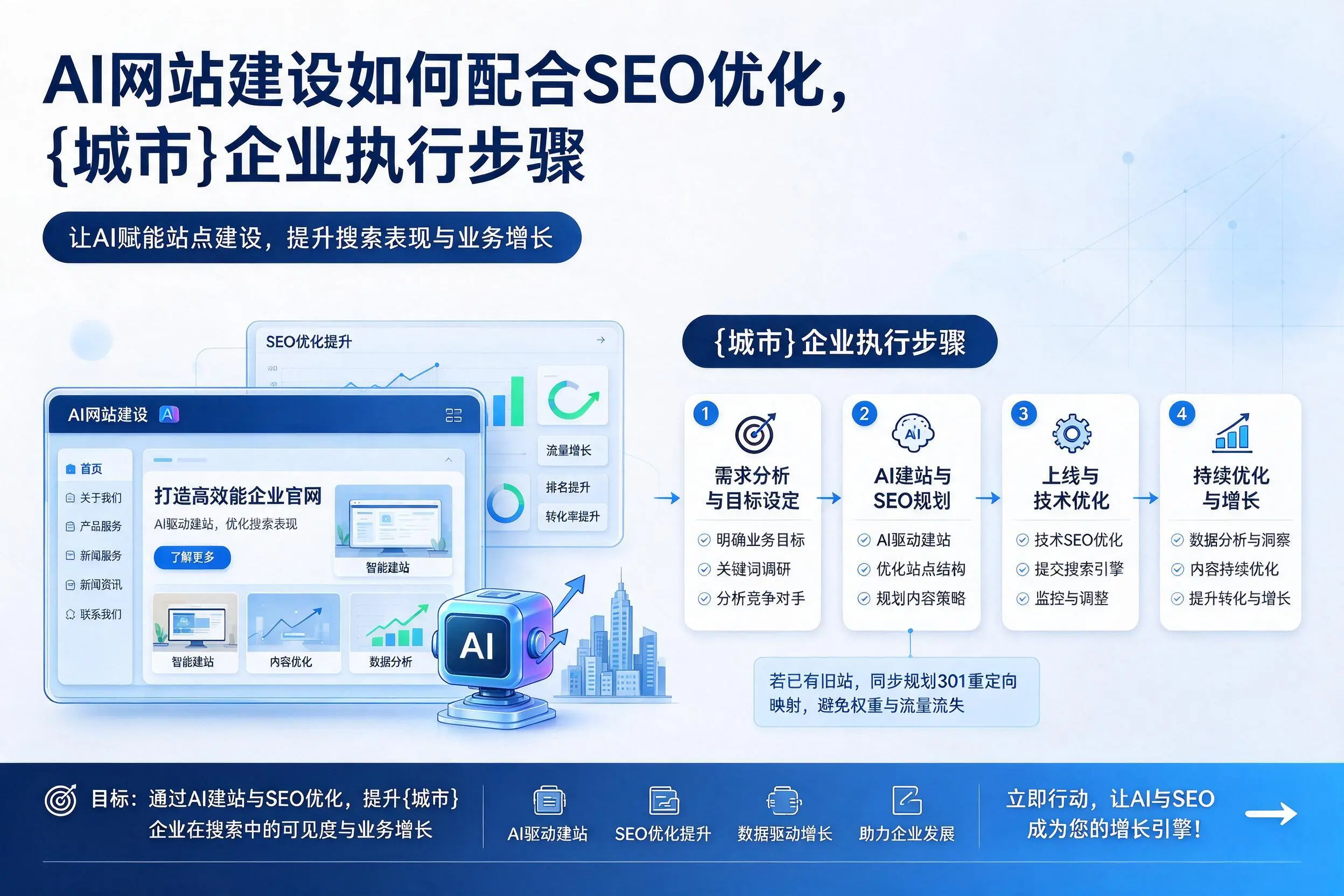 AI网站建设如何配合SEO优化,定安企业执行步骤