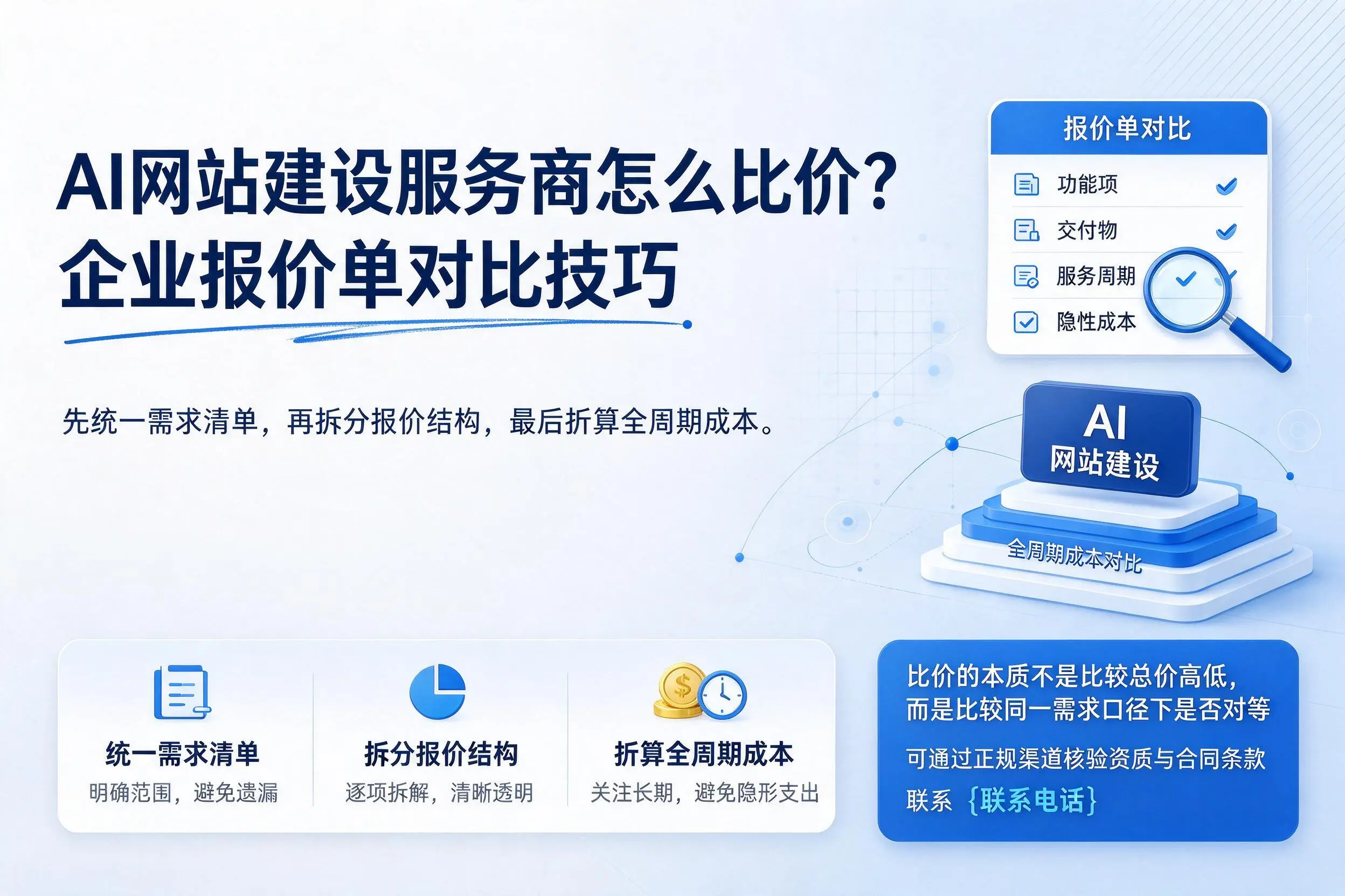 AI网站建设服务商怎么比价？定安企业报价单对比技巧
