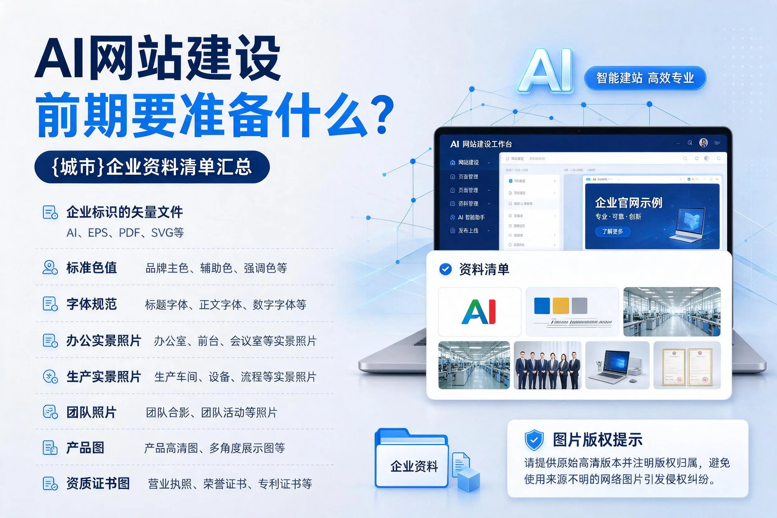 AI网站建设前期要准备什么?定安企业资料清单汇总